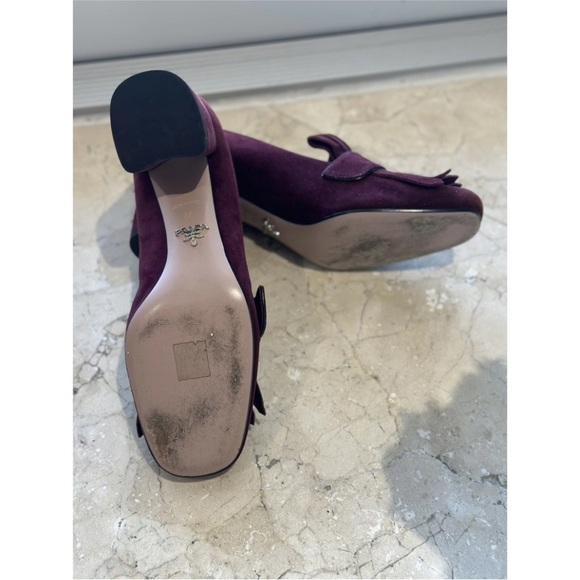 Prada Women's Burgundy Suede Loafers - Picture 6 of 8